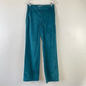 Levi’s Size 25 Teal Blue Suede Velvet High Waisted Baggy Straight Leg Trouser
